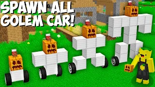 Why did I SPAWN ALL GOLEM CARS in Minecraft ! NEW SECRET IRON GOLEM CAR !