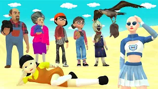 Scary Teacher 3D vs Squid Game Bird Pull Hair and Fix Toupee Nice or Error 5 Times Challenge