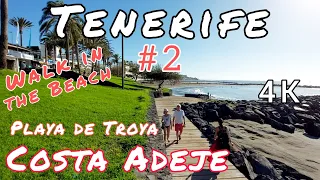 Walk in the Beach Costa Adeje, Tenerife, Soain. 4K