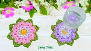 Crochet Flower Coaster I Crochet Flower I Crochet 8 Petals Flower