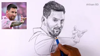 Realistic Portrait Leo Messi | Easy Pencil Sketch | Messi Inter Miami #messi #intermiami