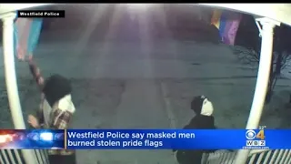 Westfield Police say masked men burned pride flags