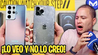 REACCION Galaxy S21 Ultra vs iPhone 12 Pro Max Drop Test!!!!!