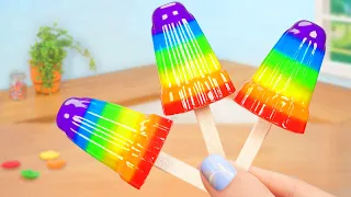 Rainbow Jelly Popsicles Ice Cream 🌈🍦 Miniature Rainbow Jelly Decorating Miniature Desserts