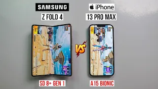 Samsung Galaxy Z Fold 4 vs iPhone 13 Pro Max Pubg Test, Heating and Battery Test | Shocked 😱