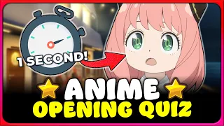 ⏱️ ANIME OPENING QUIZ: 1 SECOND CHALLENGE! 【EASY ➜ OTAKU】 (100 Openings!)