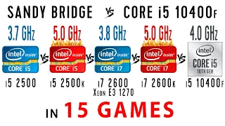 i5 2500 vs i5 2500k OC vs i7 2600 (Xeon E3 1270) vs i7 2600k OC vs i5 10400f in 15 Games