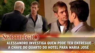 Sortilégio - Alessandro investiga quem entregou a chave do hotel para Maria José e enfrenta Bruno