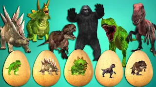 Amazing Fight Gorilla vs Dinosaur || Gorilla stole the dinosaur egg cartoon short film mr Lavangam