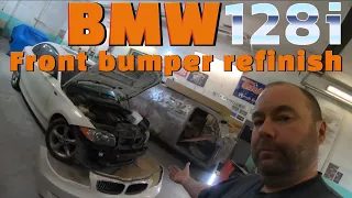 BMW 128i bumper removal, refinish & custom grilles! OEM approved!