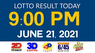 Lotto Results Today June 21 2021 9pm Ez2 Swertres 2D 3D 4D 6/45 6/55 PCSO