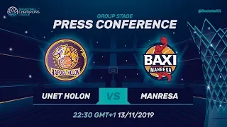 UNET Holon v Baxi Manresa - Press Conference - Basketball Champions League 2019-20