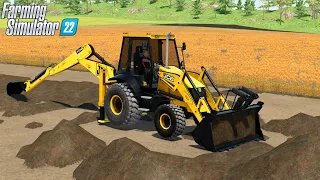 Farming Simulator 22 JCB 3CX Backhoe loader Digging A Trench