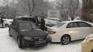 Snowy vehicle slip and slide in Vancouver