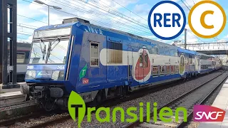 (RER C) Départ d'une UM Z 20989/90 245A et une Z 21000/01 251A livrée Transilien a Juvisy