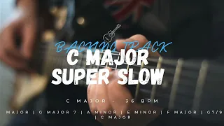 Super Slow Guitar Backing Track in C Major  | 34 bpm |  Clean Guitar and Piano Jam Track