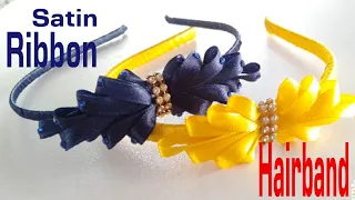 Satin ribbon hairband | DIY ideas for girls | Hairband making with satin ribbon | Homemade hairband