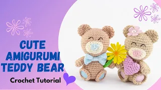 🇺🇸 How to Crochet Teddy Bear/Amigurumi Teddy Bear Tutorial/Crochet Valentine Bear/Crochet Valentine