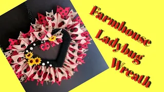 Farmhouse Ladybug Heart Wreath Tutorial Summer DIY Craft Dollar Tree Decor Crafting With Ollie