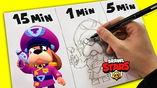 Desenhando Novo Brawler CORONEL RUFFS em 1 MIN, 5 MIN e 15 MIN!! BRAWL STARS