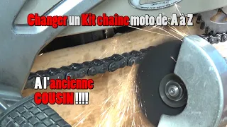 Changer un kit chaîne moto de A à Z.