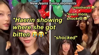 NewJeans reaction to Minji BITING Haerin on phoning live is priceless