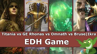 Titania vs God-Eternal Rhonas vs Omnath vs Bruse | Ikra EDH / CMDR game play for Magic