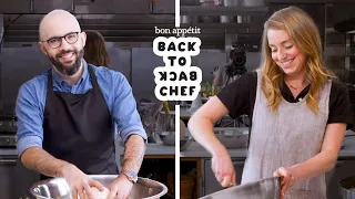 Binging with Babish Tries to Keep Up with a Professional Chef | Back-to-Back Chef | Bon Appétit