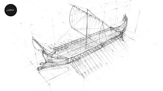 Greek trireme  - perspective drawing