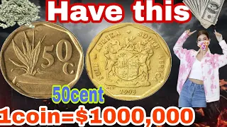 The South African Fifty Cents coin (50) is a small circulating coin of the Rand currency.