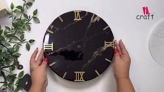 Resin Art DIY Clock kit by icraft | step by step tutorial | how to make resin clock | marble effect