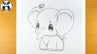 Cute baby elephant pencil drawing | cute kids drawing @TaposhiartsAcademy