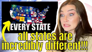 New Zealand Girl Reacts to All 50 USA States Summarized (Geography Now!)