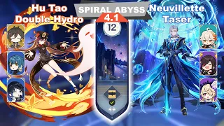 C0 Hu Tao Double Hydro & C0 Neuvillette Taser - Genshin Impact Spiral Abyss 4.1