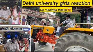 First time in India🔥|अपना tractor delhi University ले गया😎|लड़किया पागल हो गई देख के😂।