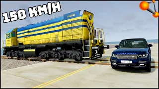 TRAIN vs RANGE ROVER! 150 Km/H CRASH TEST! - BeamNg Drive