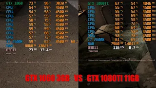 Сравнение производительности  i7 2600K 4500Мгц + GTX 1060 3gb vs 1080ti 11gb / тесты в 9 играх