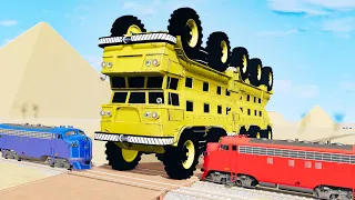 Railway Сrossing Train Сrashes #21 - Beamng drive