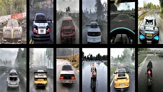 Wet Roads and Rain Effects  in 12 Different Racing  Games 4K 60FPS