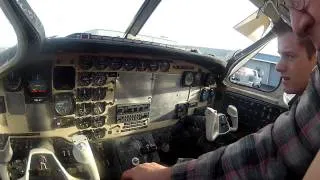 Twin turboprop Kingair U3A startup (cockpit view)
