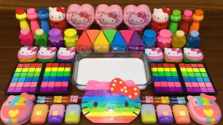 RAINBOW HELLO KITTY!Mixing random into GLOSSY slime!Satisfying Diana Slime #500