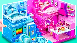 Build Pink and Blue House from Cardboard with Kitchen and Two Bedroom for Two | DIY Miniature House
