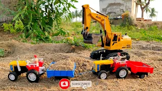 HMT Tractors Trolley Loaded Sand & New Excavator JCB Machine I #KidsVideo