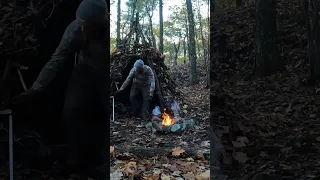 Leaf Hut Bushcraft Shelter Build Solo Camping