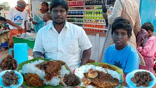 street food fish curry unlimited meals & Prawn fry, mutton fry in Chennai Marina Beach