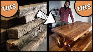 DIY FARMHOUSE DINING TABLE using reclaimed barnwood