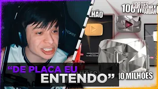 ARUAN REAGE A Conheça TODAS AS PLACAS DO YOUTUBE - De 100 mil a 100 MILHÕES!! (VOCÊ SABIA?)