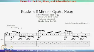 Etude in E Minor - Op.60, No.19 - Matteo Carcassi (1792-1853) for Classical Guitar with TABs