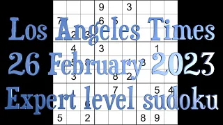 Sudoku solution Los Angeles Times sudoku 26 February 2023 Expert level