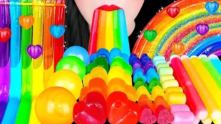 ASMR RAINBOW JELLY NOODLES, NIK-L-NIP WAX SITCKS, GUMMY 무지개 젤리국수, 닉클립 왁스스틱, 하트캔디 먹방 EATING SOUNDS